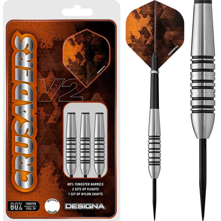 Designa - Crusaders V2, 80% Tungsten Steel Tip Dart Set — 22g