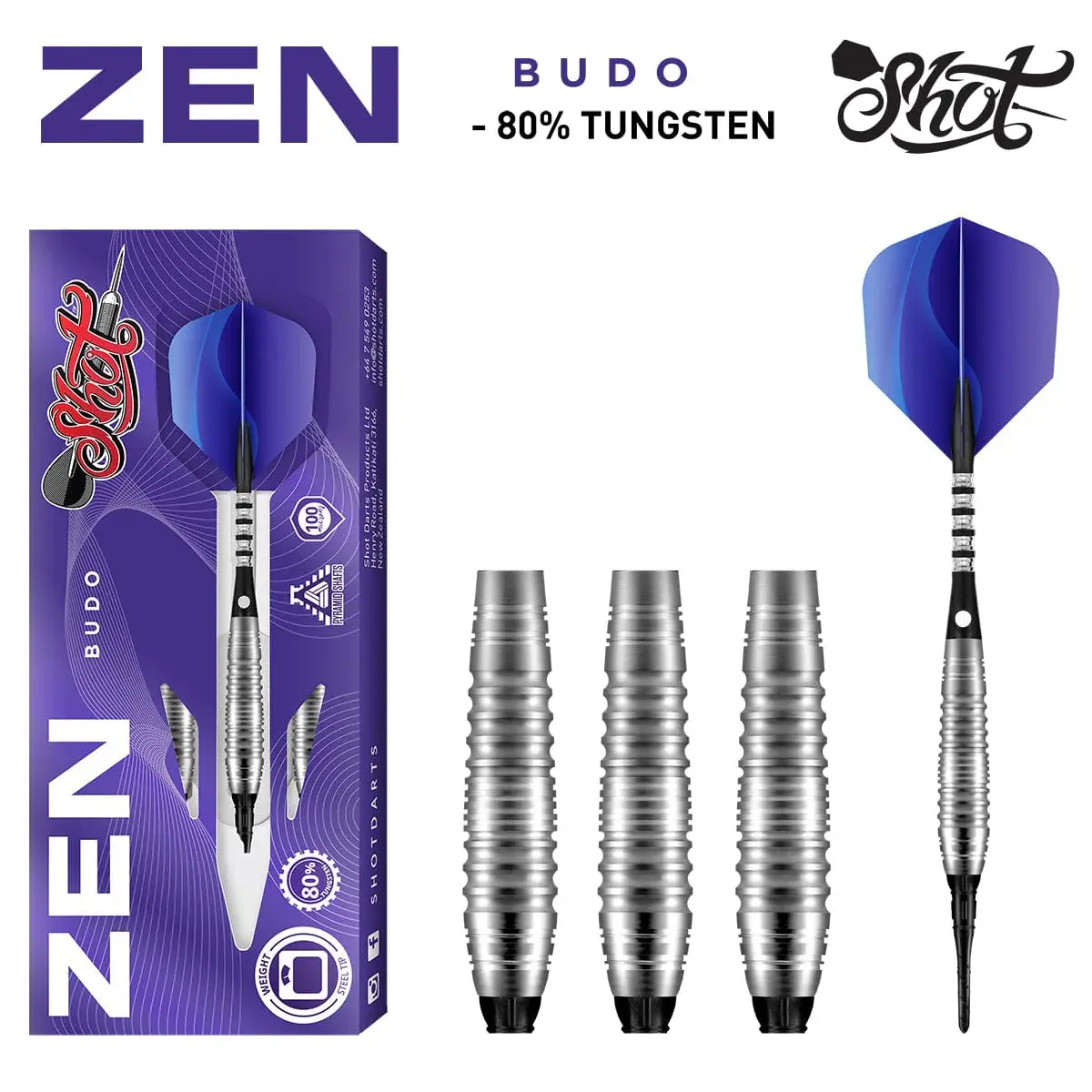 Shot - Zen ' Budo' 80% , Steel Tip Dart Set