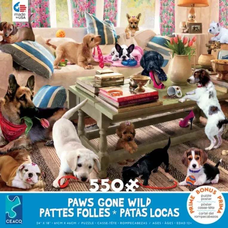 Ceaco - 550 Piece Puzzle - Paws Gone Wild : Living Room Rompers