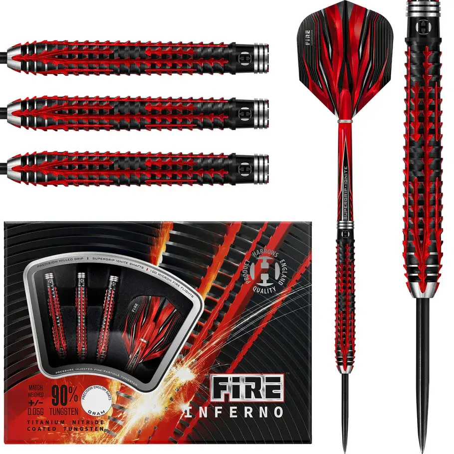 Harrows - 'Fire inferno' 90% Tungsten - Steel Tip Set
