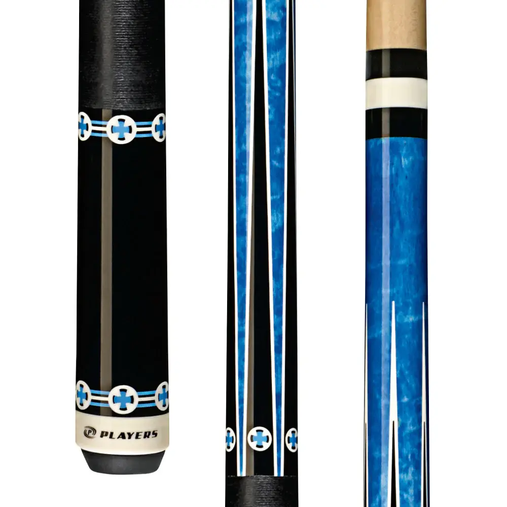 Players - Blue Maple Cue with Black Linen Wrap - C-985